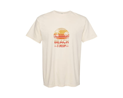 brand:Comfort Colors|color:Ivory|Beach Trip 2026 Retro Sunset Tropical Graphic T-Shirt