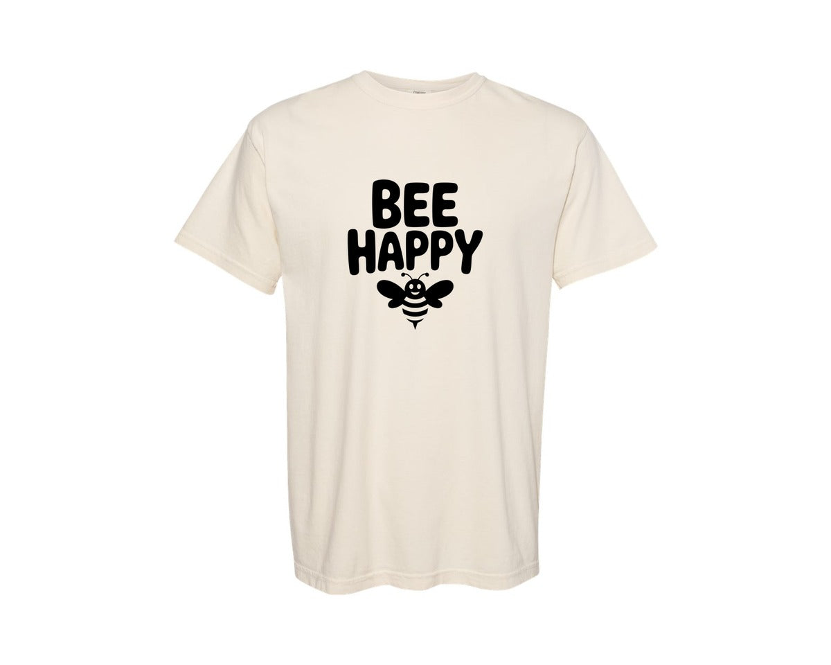brand:Comfort Colors|color:Ivory|Bee Happy Ai Graphic T-Shirt