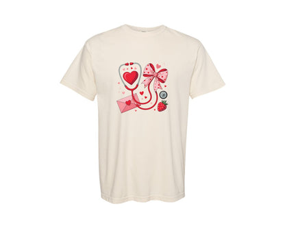 brand:Comfort Colors|color:Ivory|Nurse Valentine Nurse Graphic T-Shirt