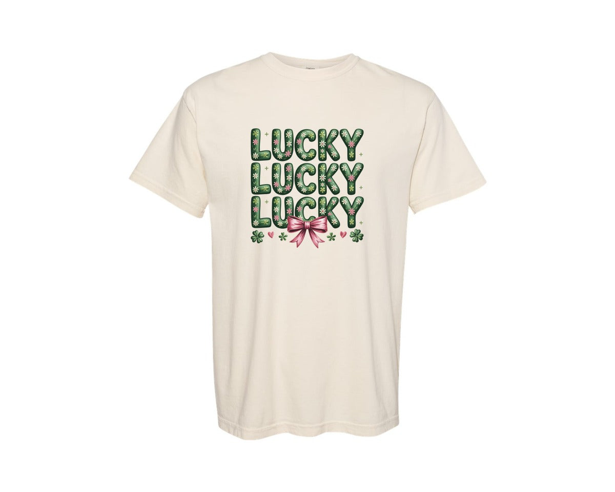 brand:Comfort Colors|color:Ivory|Brushstroke St Patricks Day Lucky Graphic T-Shirt
