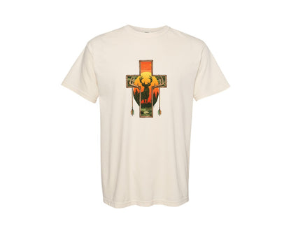brand:Comfort Colors|color:Ivory|Deer Cross Rustic Hunting Cross Sub Graphic T-Shirt