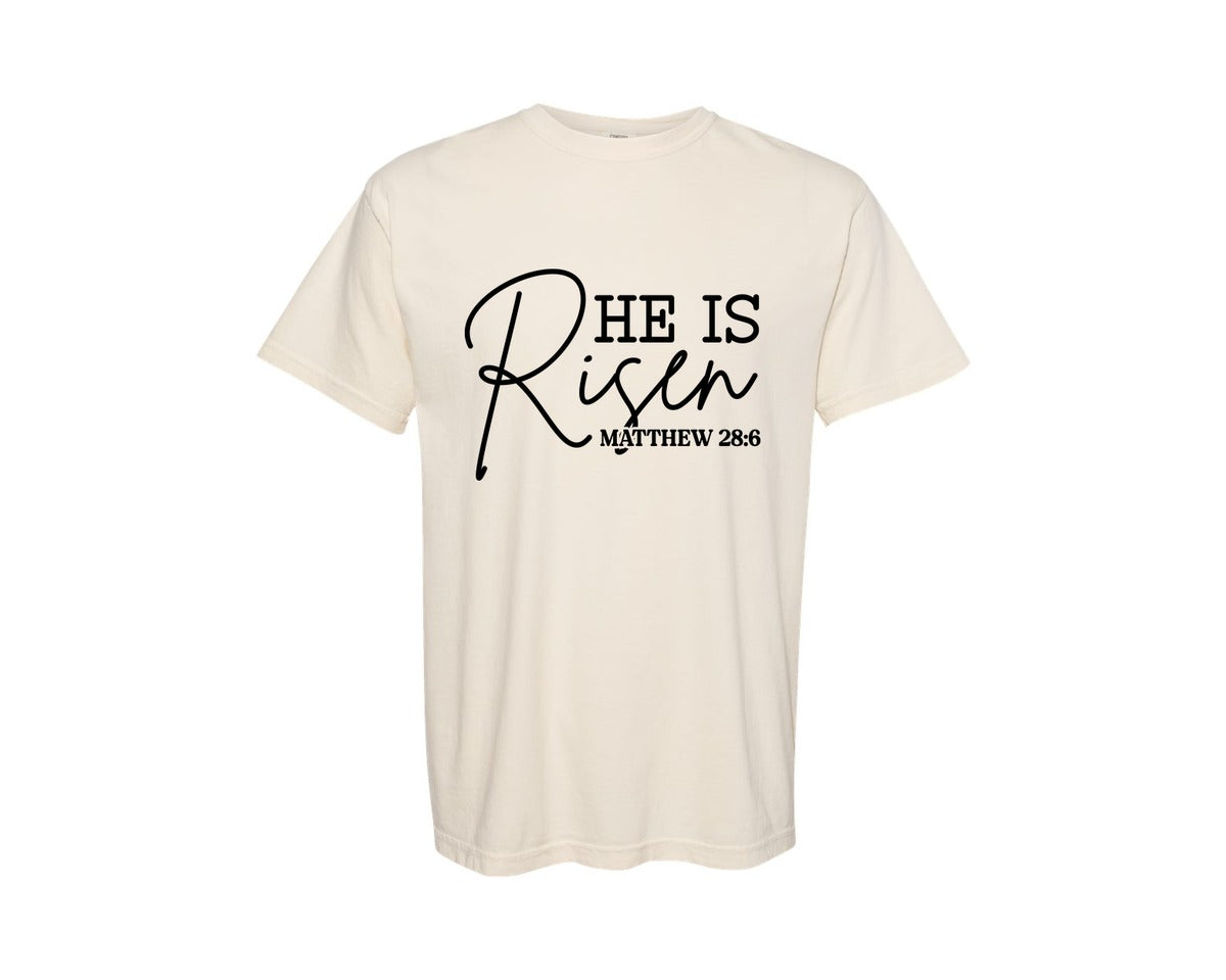 brand:Comfort Colors|color:Ivory|He Is Risen Easter Faith 5 Graphic T-Shirt