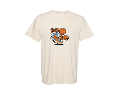 brand:Comfort Colors|color:Ivory|Play Hard Basketball T Shirt Design Graphic T-Shirt