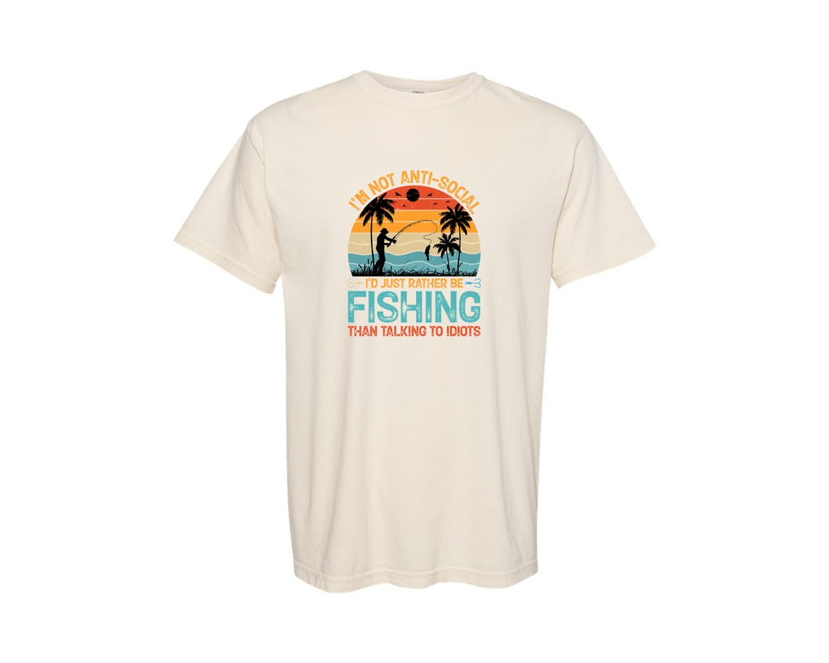 brand:Comfort Colors|color:Ivory|Fishing Sunset T Shirt Design 2 Graphic T-Shirt