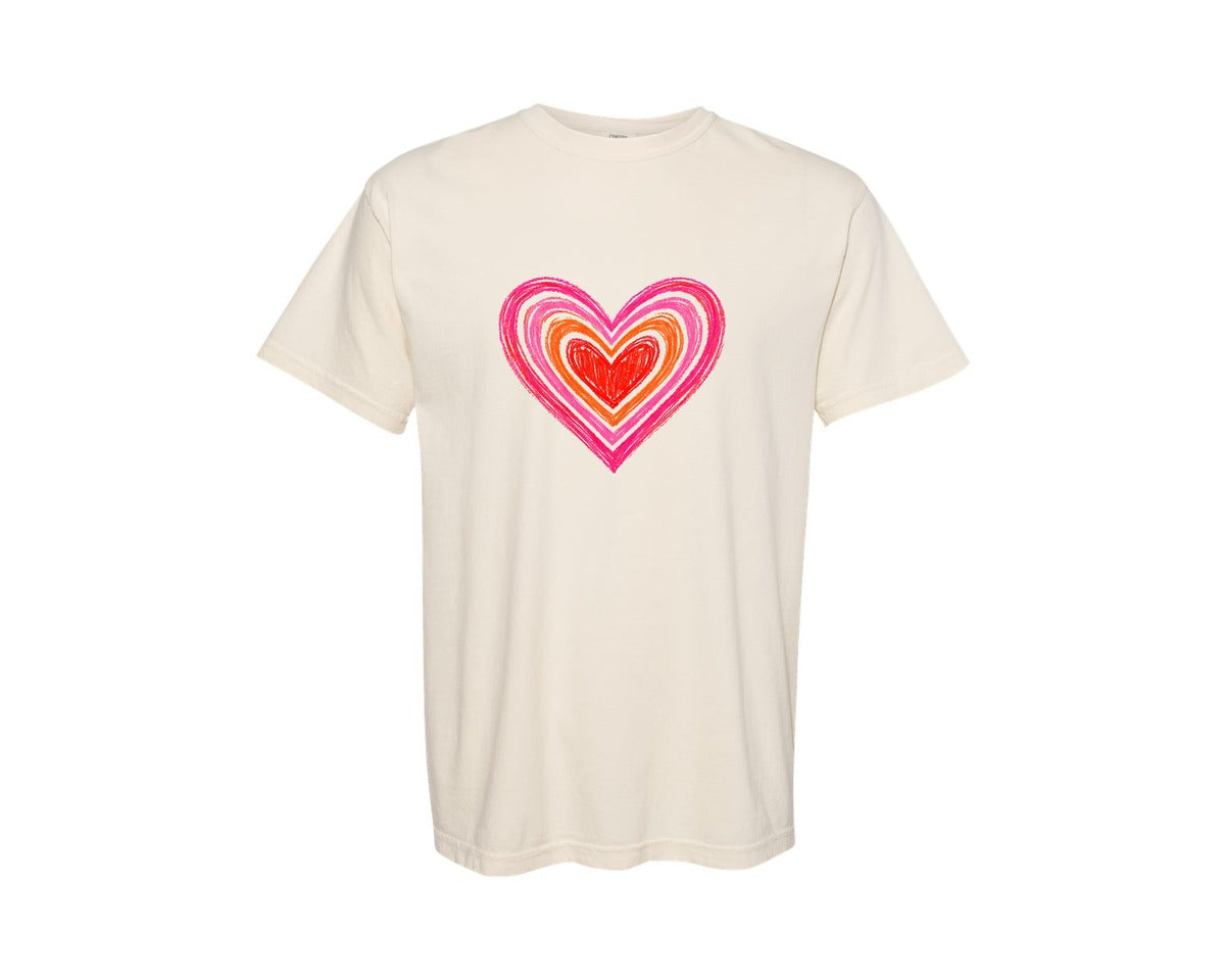 brand:Comfort Colors|color:Ivory|Valentine Heart Retro Valentine Graphic T-Shirt