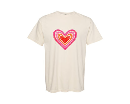 brand:Comfort Colors|color:Ivory|Valentine Heart Retro Valentine Graphic T-Shirt