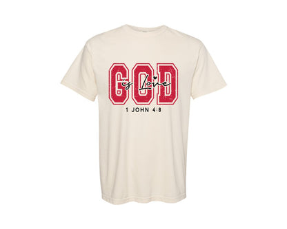 brand:Comfort Colors|color:Ivory|Valentine God Is Is Love Graphic T-Shirt