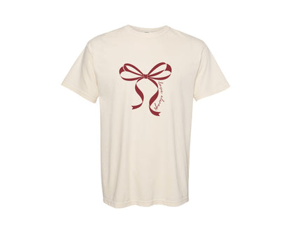 brand:Comfort Colors|color:Ivory|Love Always Valentine Bow Coquette Graphic T-Shirt