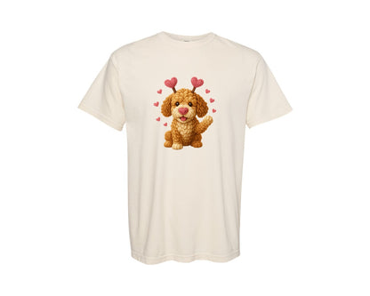 brand:Comfort Colors|color:Ivory|Dog Valentines Day Goldendoodle 2 Graphic T-Shirt
