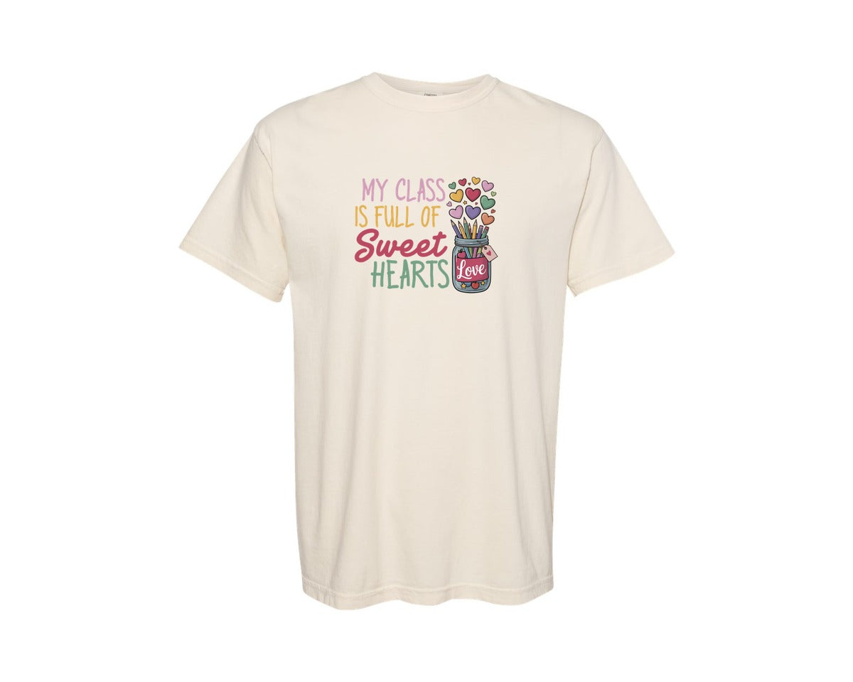 brand:Comfort Colors|color:Ivory|Valentine Day Teacher Graphic T-Shirt