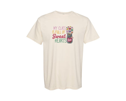 brand:Comfort Colors|color:Ivory|Valentine Day Teacher Graphic T-Shirt