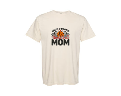 brand:Comfort Colors|color:Ivory|Loud And Proud Basketball Mom Shirt Graphic T-Shirt