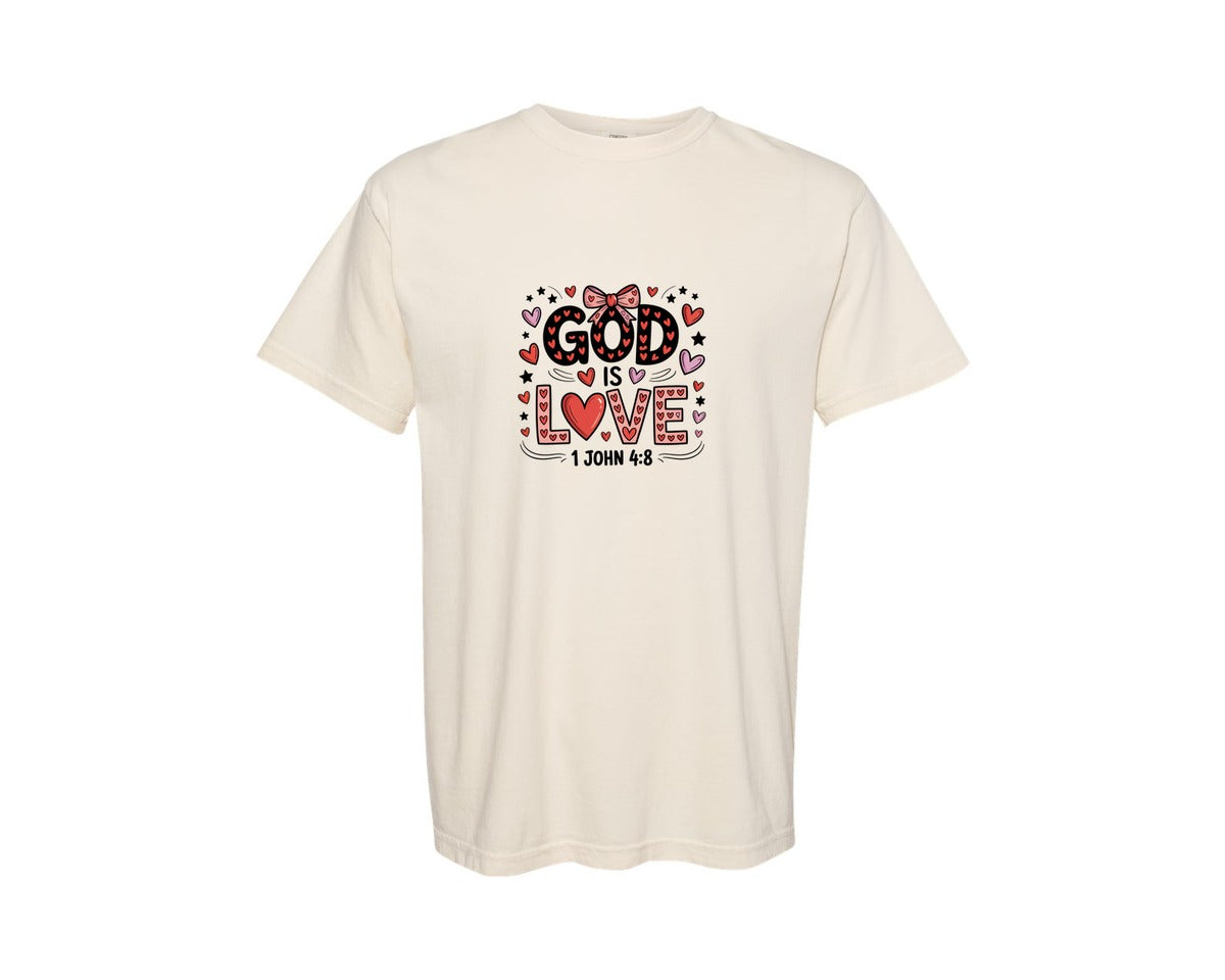 brand:Comfort Colors|color:Ivory|Christian Valentines God Is Good 4 Graphic T-Shirt