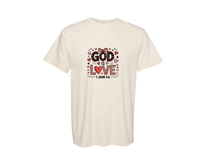 brand:Comfort Colors|color:Ivory|Christian Valentines God Is Good 4 Graphic T-Shirt