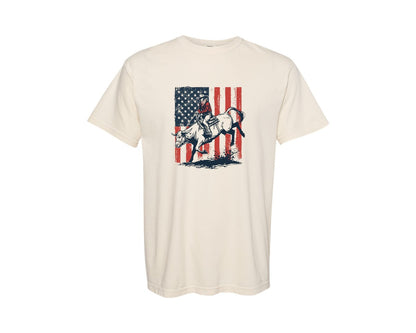 brand:Comfort Colors|color:Ivory|Patriotic Cowboy Bull Riding Graphic T-Shirt