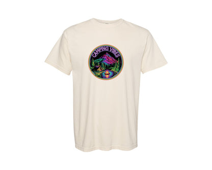 brand:Comfort Colors|color:Ivory|Neon Camping Vibes Outdoor Camping Graphic T-Shirt
