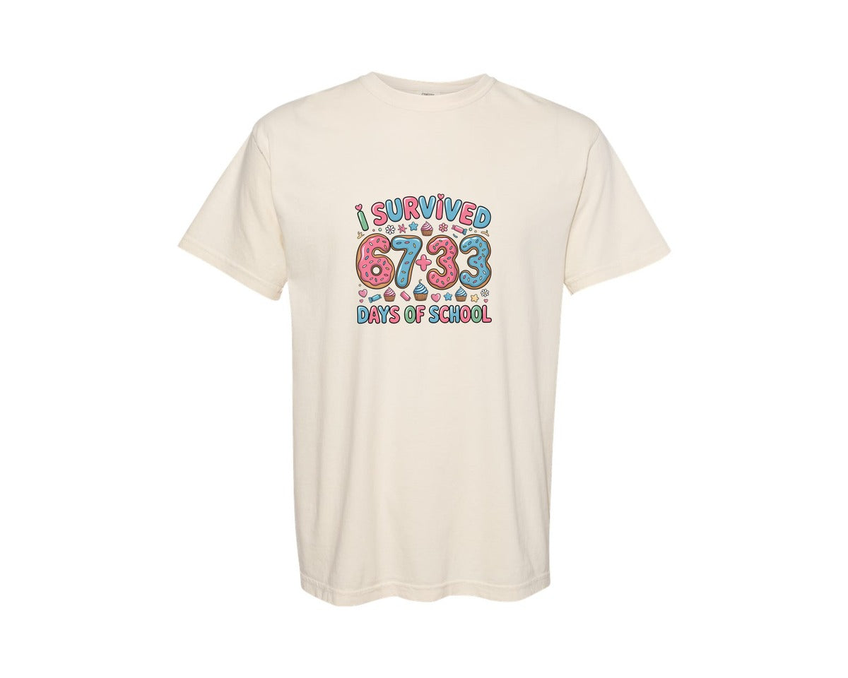 brand:Comfort Colors|color:Ivory|I Survived 100 Days Of School 28 Graphic T-Shirt
