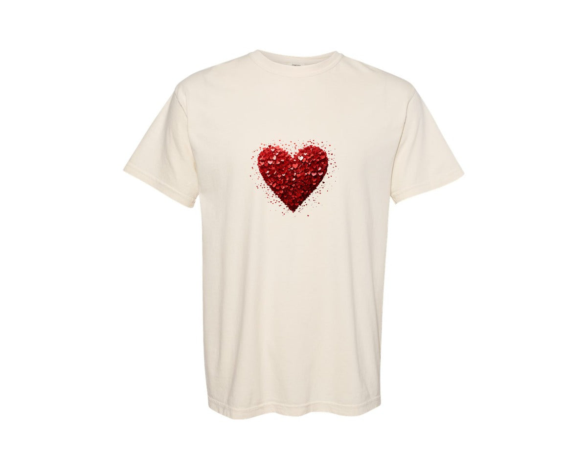 brand:Comfort Colors|color:Ivory|Valentines Day Sweatshirt3D Heart Graphic T-Shirt