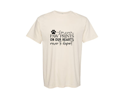 brand:Comfort Colors|color:Ivory|Forever Paw Prints On Our Hearts Graphic T-Shirt