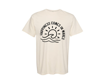 brand:Comfort Colors|color:Ivory|Happiness Comes In Waves Summer Graphic T-Shirt