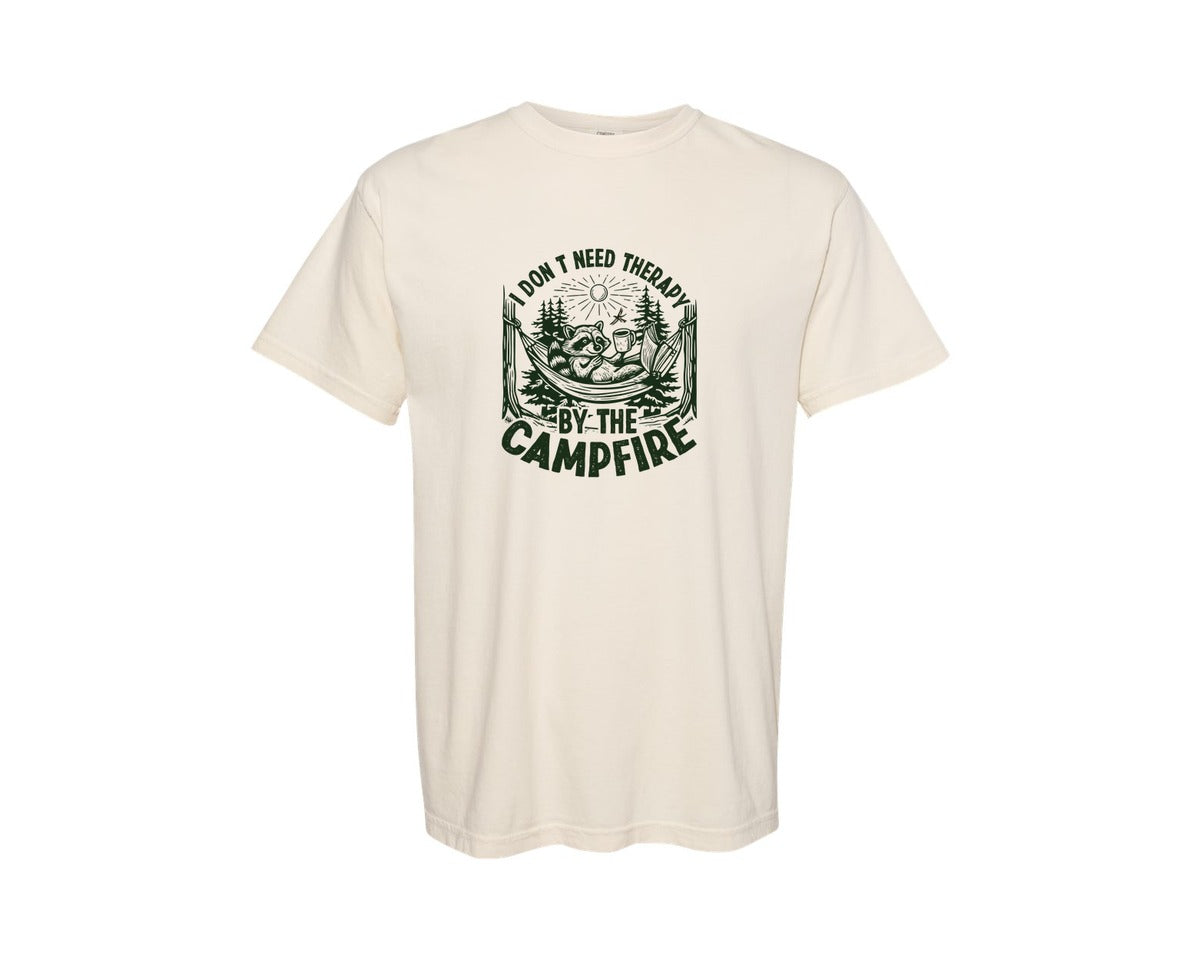 brand:Comfort Colors|color:Ivory|I Dont Need Therapy Outdoor Camping Graphic T-Shirt