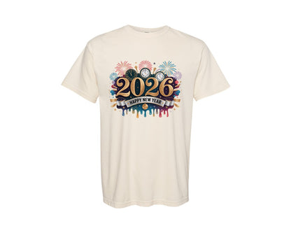 brand:Comfort Colors|color:Ivory|Happy New Year 2026 2 Graphic T-Shirt