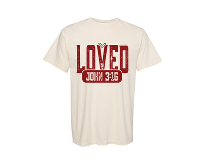 brand:Comfort Colors|color:Ivory|Christian Valentine Loved John 316 9 Graphic T-Shirt
