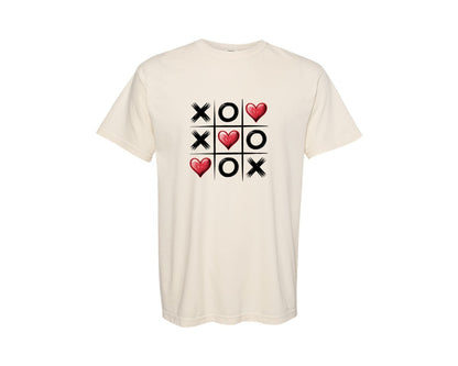brand:Comfort Colors|color:Ivory|Valentine Tic Tac Toe Pngvalentines Day Graphic T-Shirt
