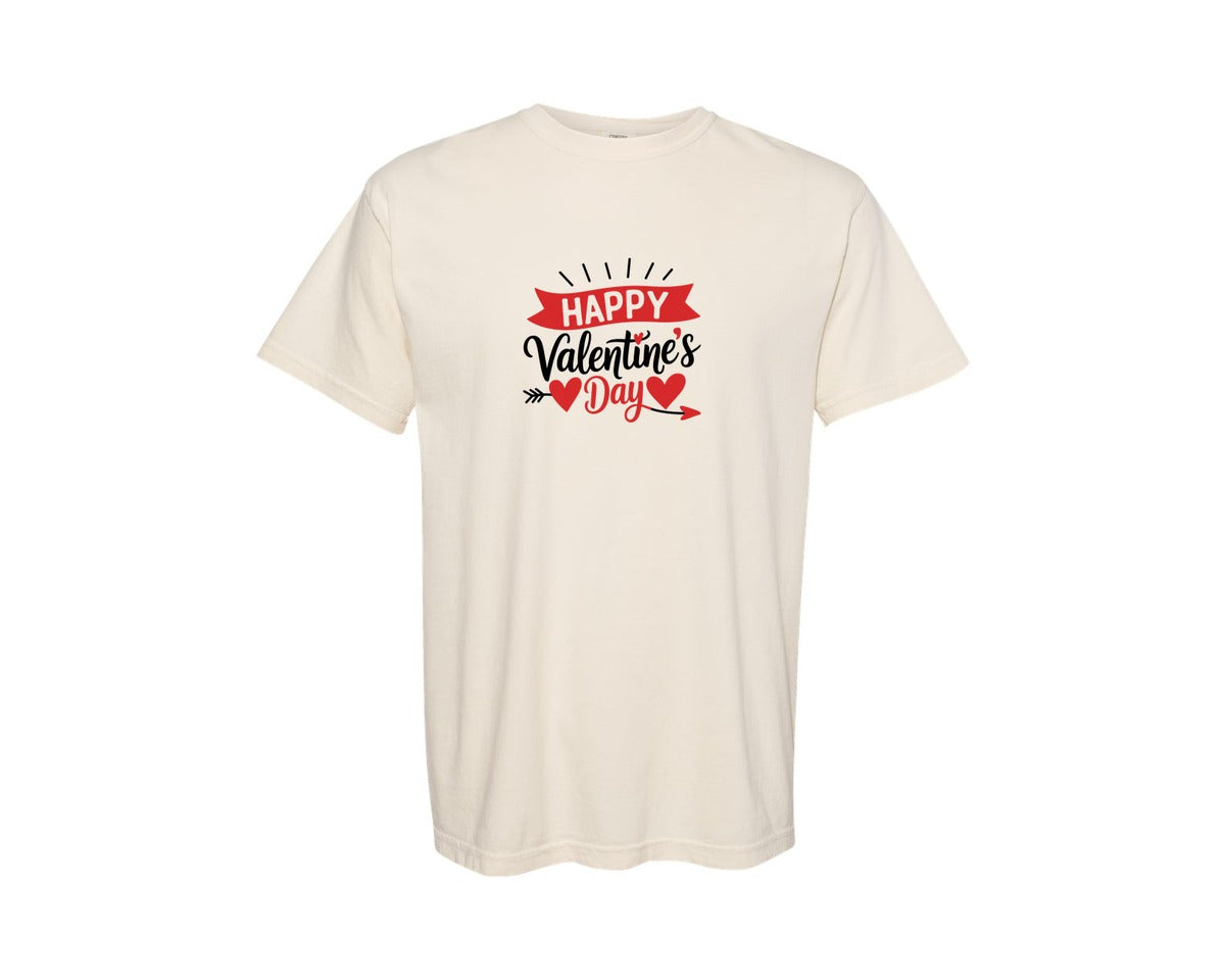 brand:Comfort Colors|color:Ivory|Happy Valentines Day Heart 3 Graphic T-Shirt