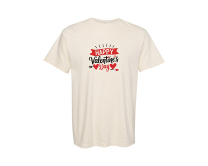 brand:Comfort Colors|color:Ivory|Happy Valentines Day Heart 3 Graphic T-Shirt