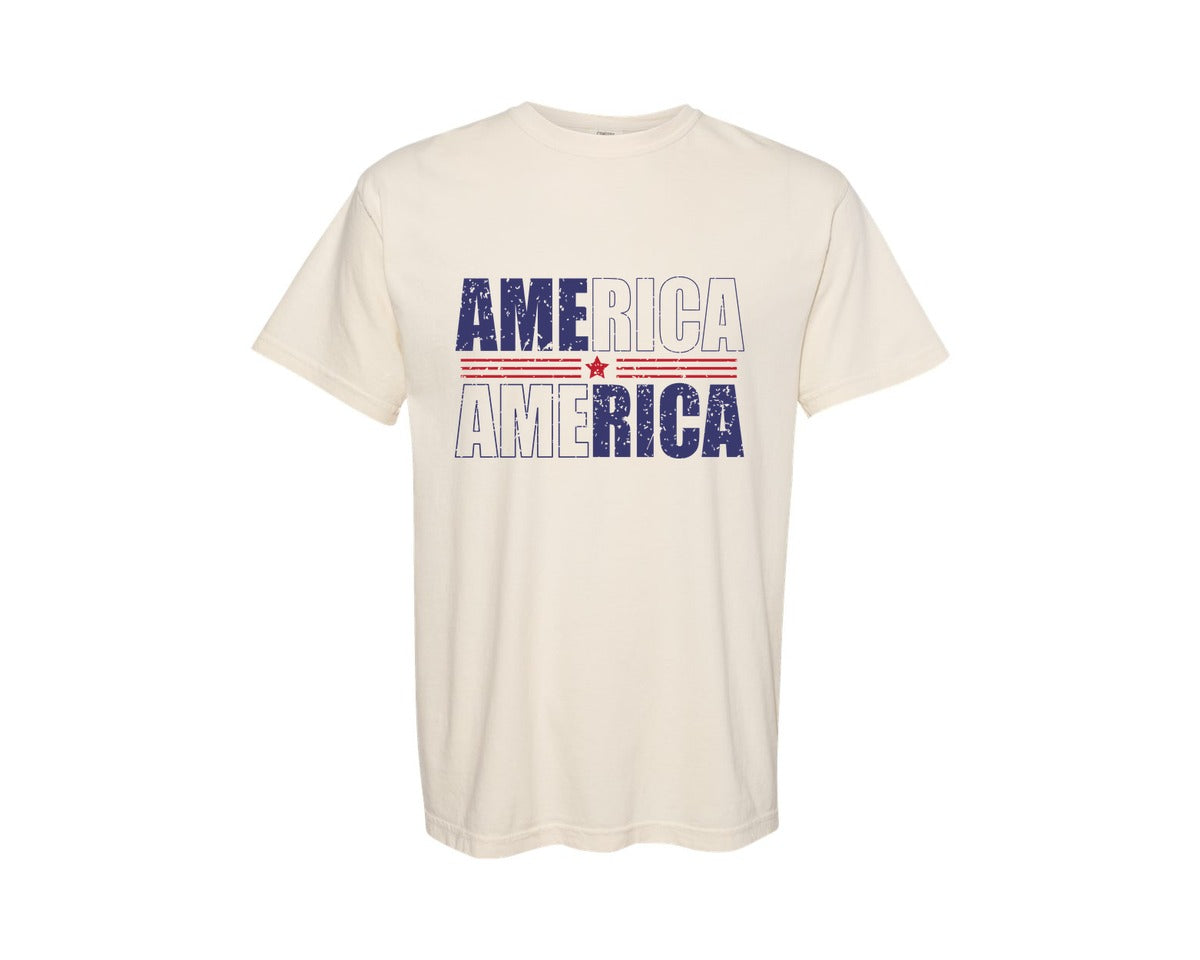 brand:Comfort Colors|color:Ivory|America Patriotic Graphic T-Shirt