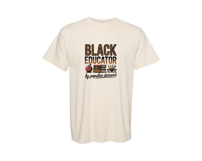 brand:Comfort Colors|color:Ivory|Black Educator Leopard Design Graphic T-Shirt