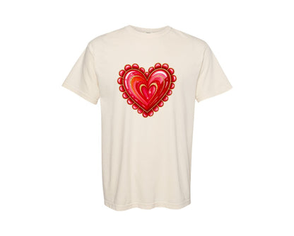 brand:Comfort Colors|color:Ivory|Glitter Valentine Brushstroke Heart Graphic T-Shirt