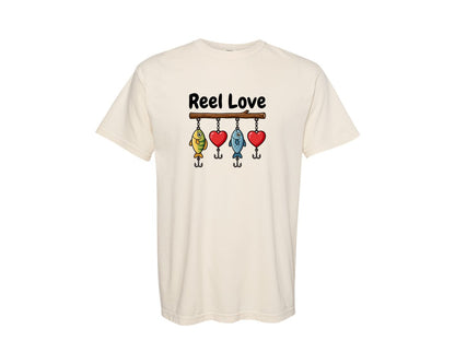 brand:Comfort Colors|color:Ivory|Cute Reel Love Fishing Valentine Graphic T-Shirt