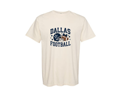 brand:Comfort Colors|color:Ivory|Dallas Football Helmet Bow Graphic T-Shirt