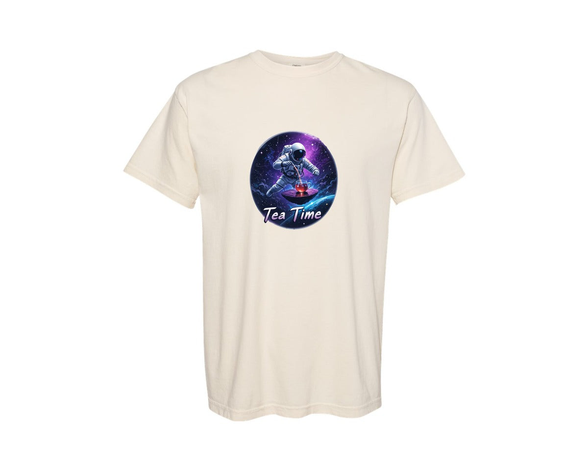 brand:Comfort Colors|color:Ivory|Astronaut Tea Time In Space T Shirt Graphic T-Shirt