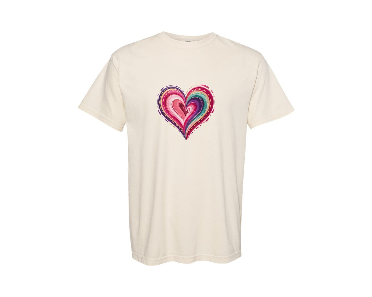 brand:Comfort Colors|color:Ivory|Valentine Love Heart 2 Graphic T-Shirt