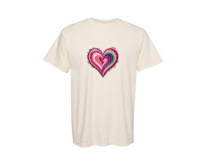 brand:Comfort Colors|color:Ivory|Valentine Love Heart 2 Graphic T-Shirt