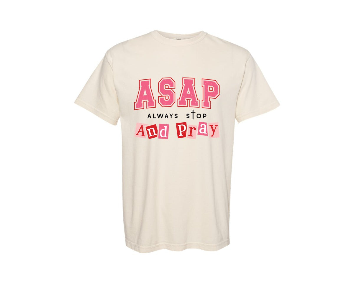 brand:Comfort Colors|color:Ivory|Christian Pray Asap Graphic T-Shirt