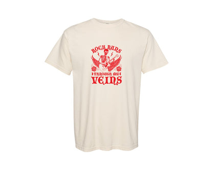 brand:Comfort Colors|color:Ivory|Rock Runs Through My Veins Design Graphic T-Shirt