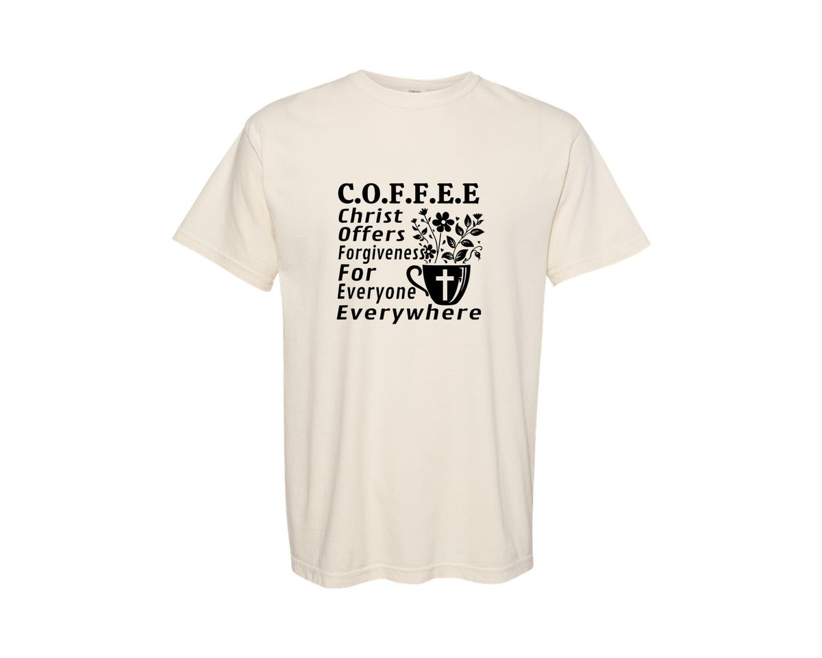 brand:Comfort Colors|color:Ivory|Coffee Christ Christian Christ Graphic T-Shirt