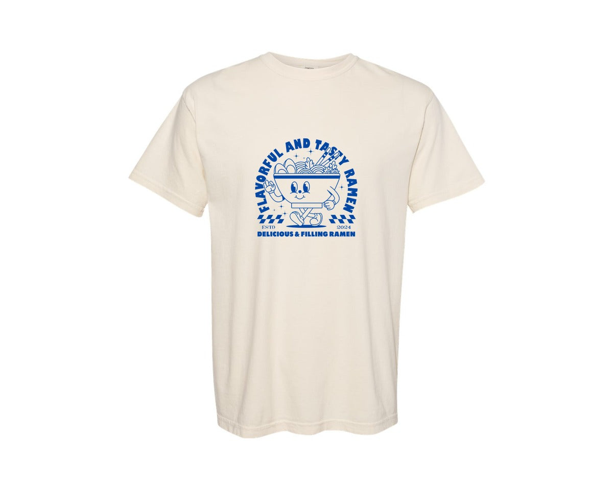 brand:Comfort Colors|color:Ivory|Retro Ramen Noodle Cartoon Mascot Design Graphic T-Shirt