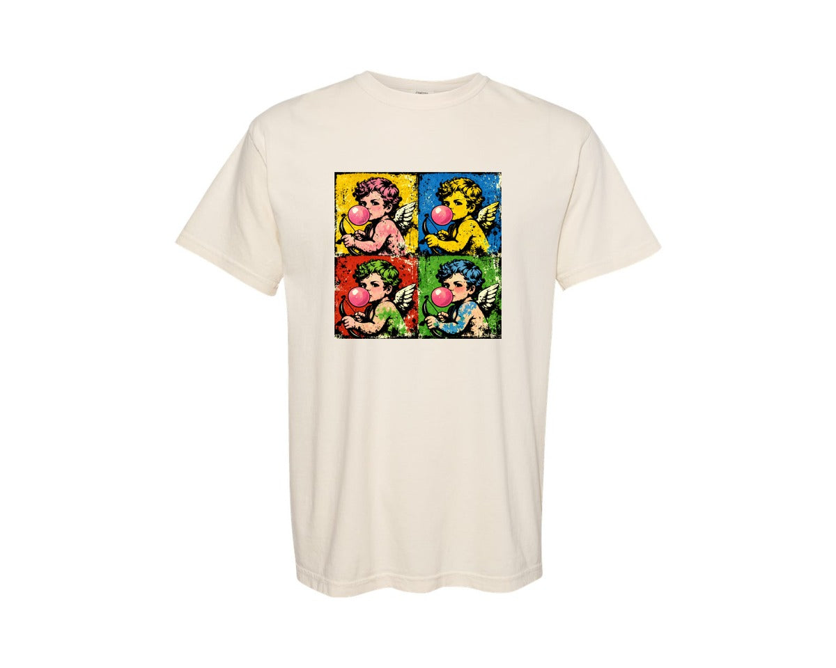 brand:Comfort Colors|color:Ivory|Cupid Bubblegum Pop Art Graphic T-Shirt