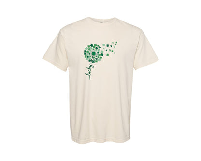 brand:Comfort Colors|color:Ivory|Lucky Shamrock Dandelion Graphic T-Shirt