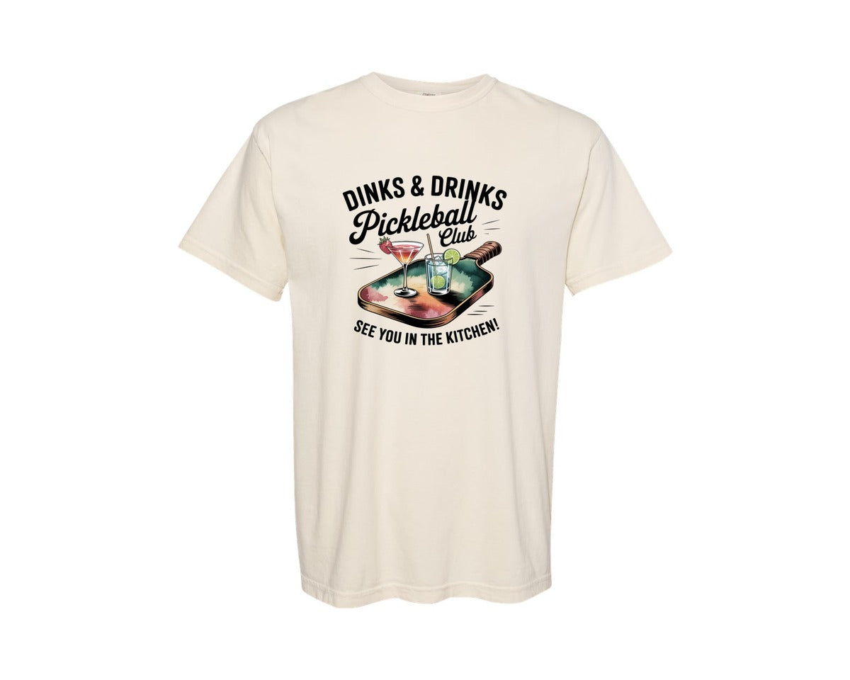 brand:Comfort Colors|color:Ivory|Dinks Drinks Pickleball Social Club Graphic T-Shirt