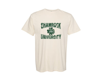 brand:Comfort Colors|color:Ivory|Shamrock University Est 1631 St Patrick Graphic T-Shirt