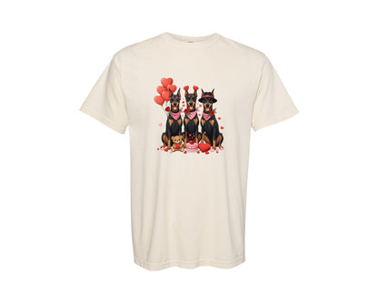 brand:Comfort Colors|color:Ivory|Valentine Dog Shirt Doberman Shirt Graphic T-Shirt