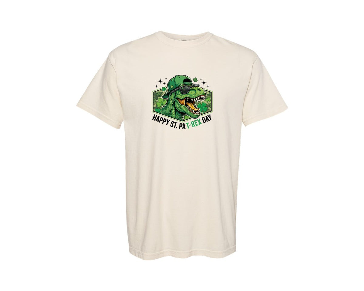 brand:Comfort Colors|color:Ivory|Happy St Pat Rex Day Dinosaur 2 Graphic T-Shirt