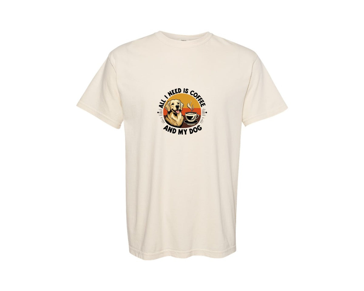 brand:Comfort Colors|color:Ivory|Retro Golden Retriever Dog Graphic T-Shirt
