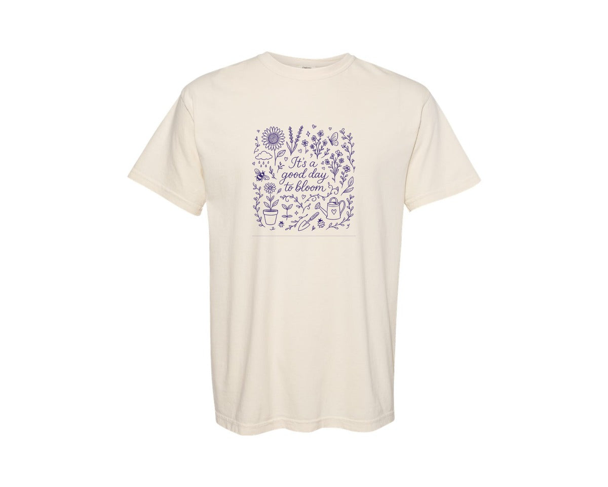 brand:Comfort Colors|color:Ivory|Floral Positivity Gardener Plant Preppy Graphic T-Shirt